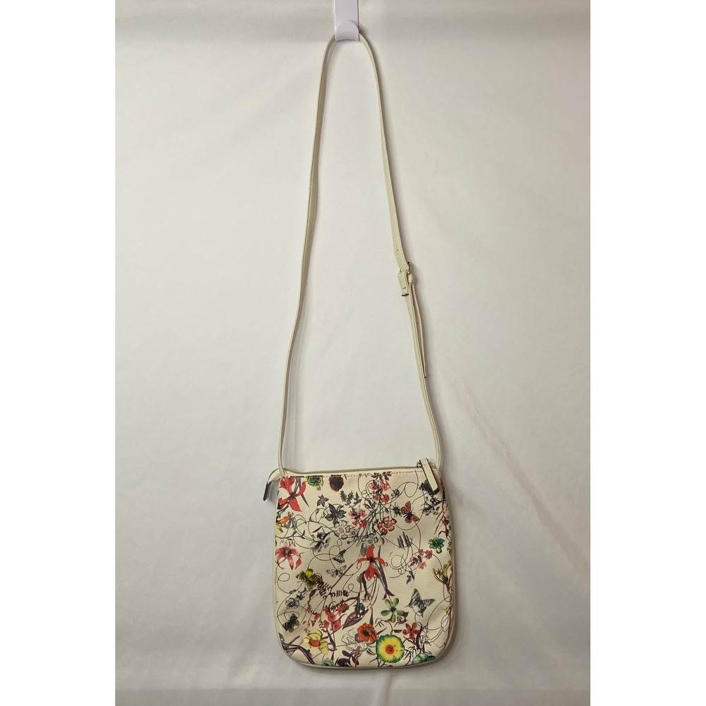 Kenneth Cole Reaction Floral Print Crossbody Bag‎ Cream Multi Color Small - Picture 11 of 16